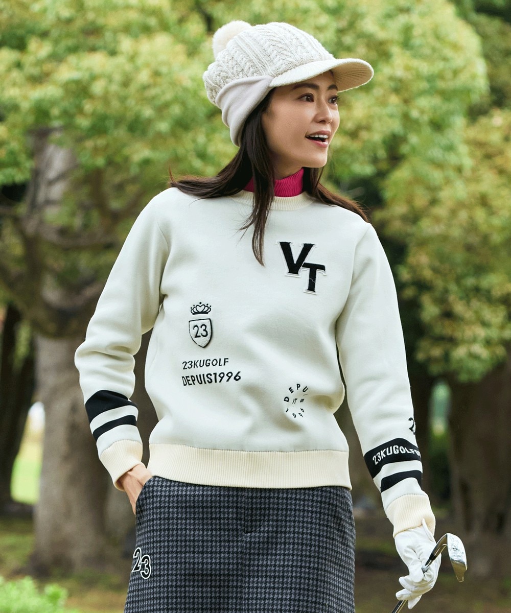 【オンワード】 23区GOLF>トップス 【WOMEN】【ウォッシャブル】グラフィックダブルジャガードニット ホワイト 2 レディース