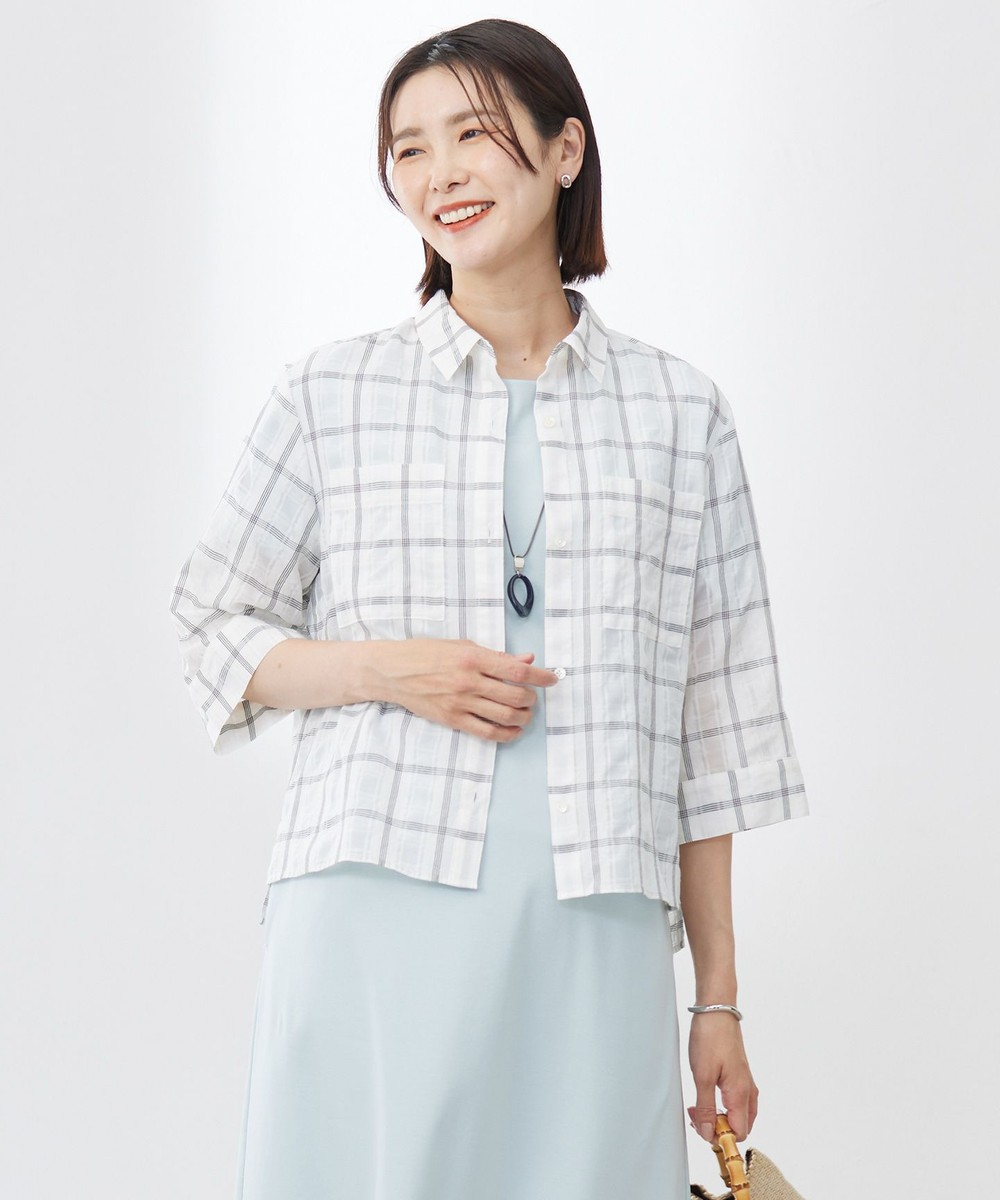 【オンワード】 J.PRESS LADIES>トップス 【洗える】SHEER チェック シャツ ブラウス ホワイト×ブラック 9 レディース 【オンワード】 J.PRESS LADIES>トップス 【洗える】SHEER チェック シャツ ブラウス ホワイト×ブラック 9 レディース