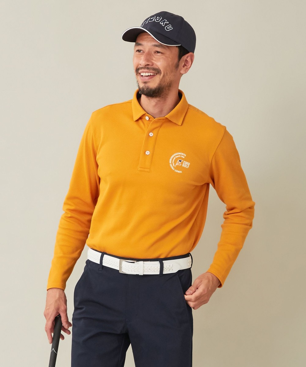 【オンワード】 23区GOLF>トップス 【MEN】【吸水速乾・UVケア】ハニカムカノコ 長袖ポロシャツ イエロー LL メンズ