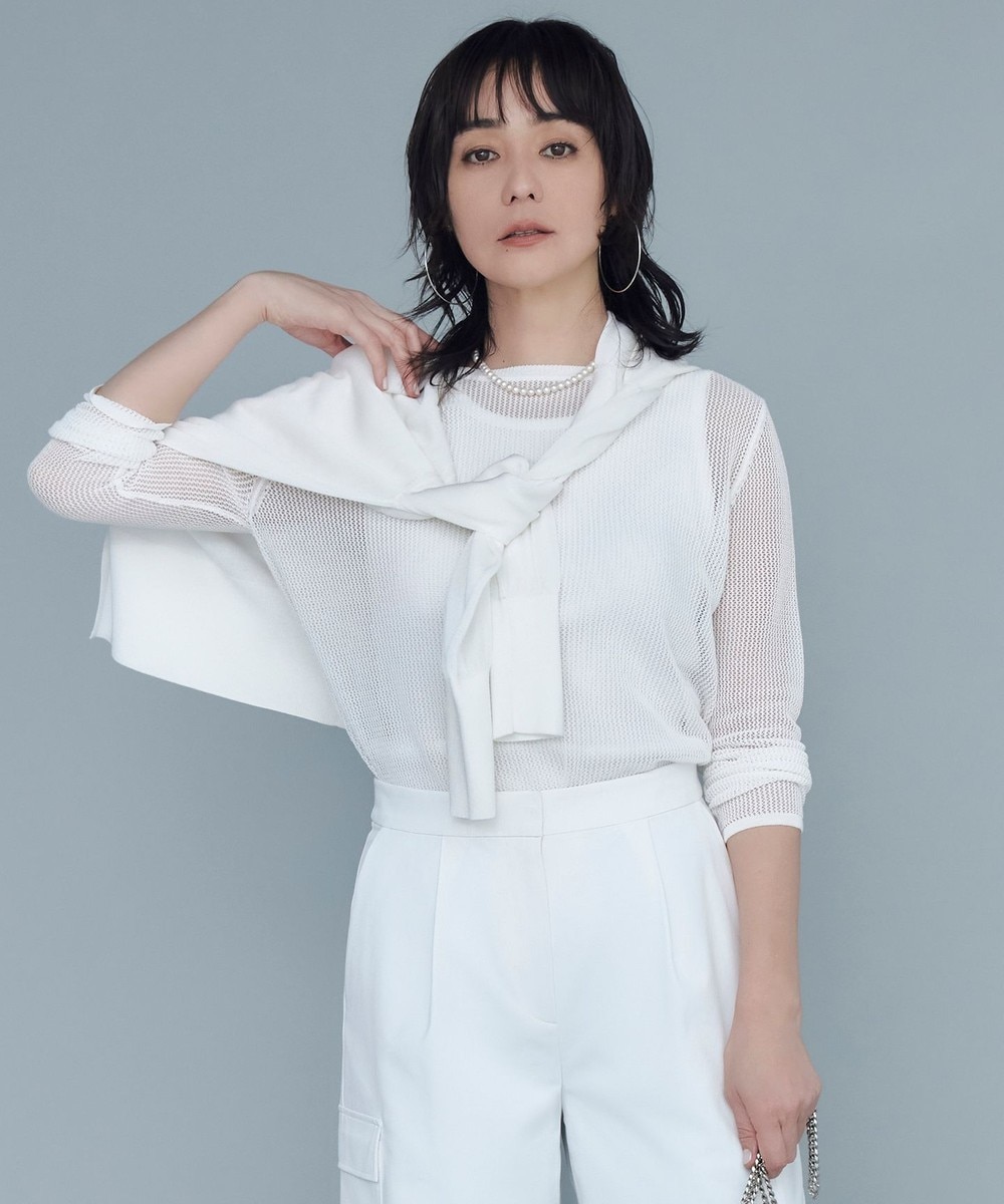 【オンワード】 ICB L(大きいサイズ)>トップス 【洗える】 ドライメッシュ ニットトップス オフホワイト L レディース 【オンワード】 ICB L(大きいサイズ)>トップス 【洗える】 ドライメッシュ ニットトップス オフホワイト L レディース