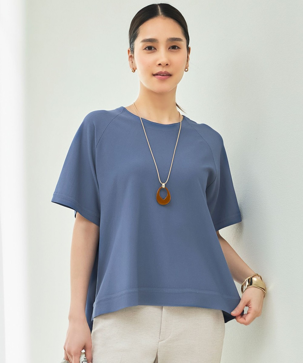 【オンワード】 自由区 S(小さいサイズ)>トップス 【接触冷感・UVカット・洗える】クレープストレッチAライン ニット ブルーグレー 32 レディース 【オンワード】 自由区 S(小さいサイズ)>トップス 【接触冷感・UVカット・洗える】クレープストレッチAライン ニット ブルーグレー 32 レディース