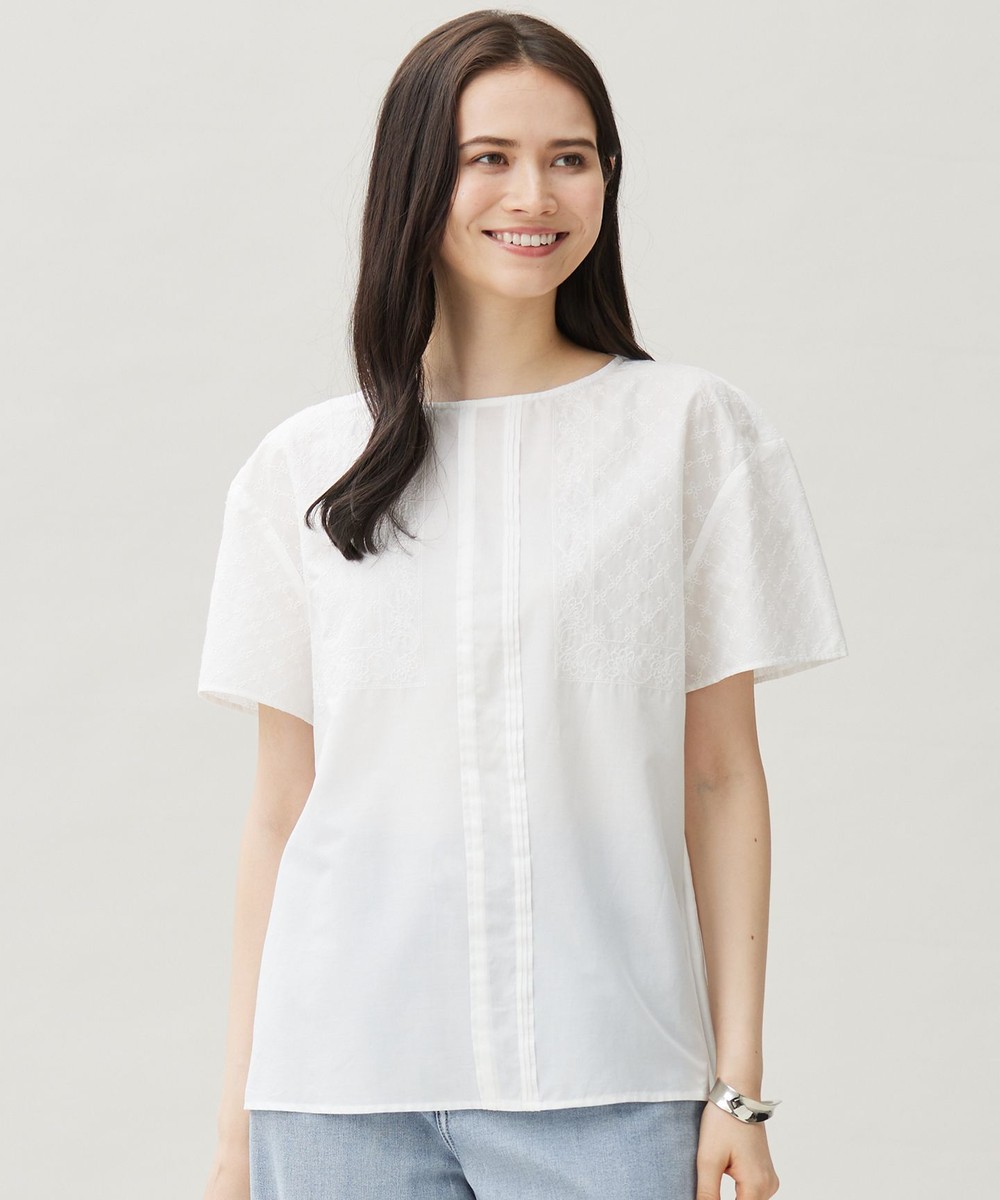 【オンワード】 自由区>トップス 【接触冷感・洗える】エンブロイダリーローン Tブラウス オフ 38 レディース 【オンワード】 自由区>トップス 【接触冷感・洗える】エンブロイダリーローン Tブラウス オフ 38 レディース