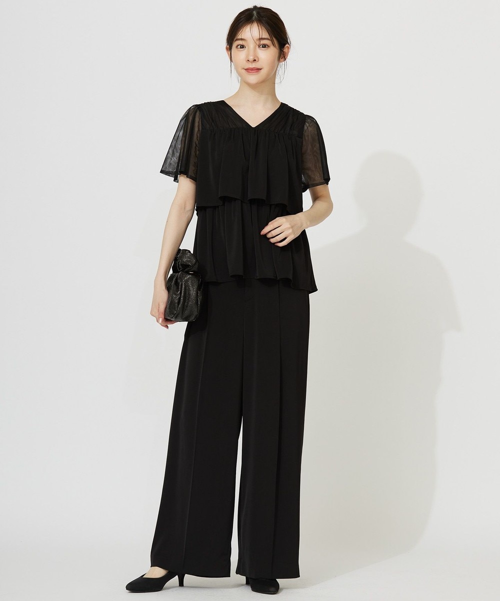 【オンワード】 ANY SIS>ワンピース 【洗える】ティアードトップス×ワイドパンツSET ブラック 2 レディース 【オンワード】 ANY SIS>ワンピース 【洗える】ティアードトップス×ワイドパンツSET ブラック 2 レディース