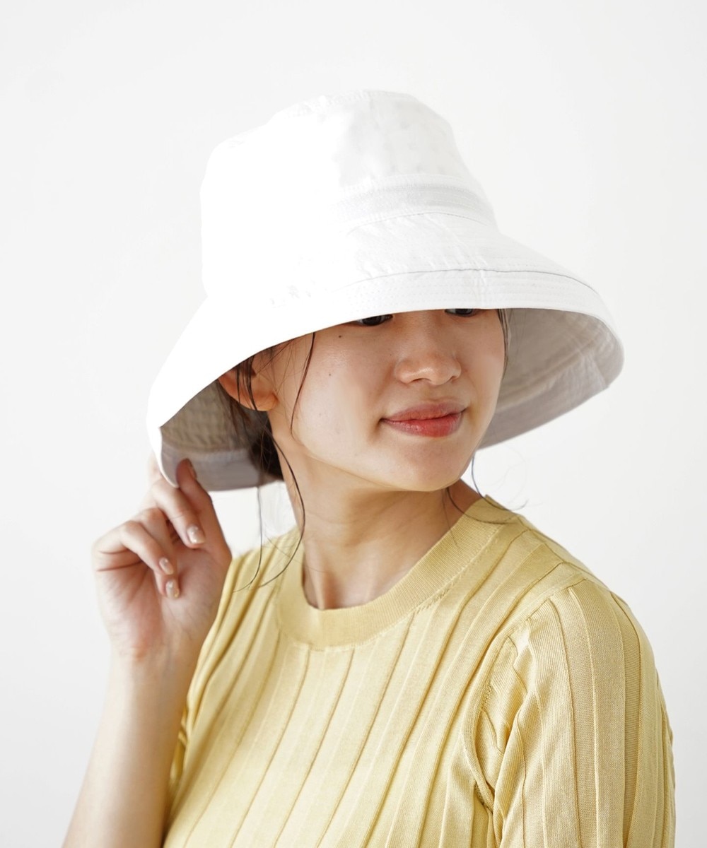 ATRENA>帽子 【UVカット率99％/遮熱/洗える】体感-10℃ コカゲル エッジアップハット ホワイト L レディース