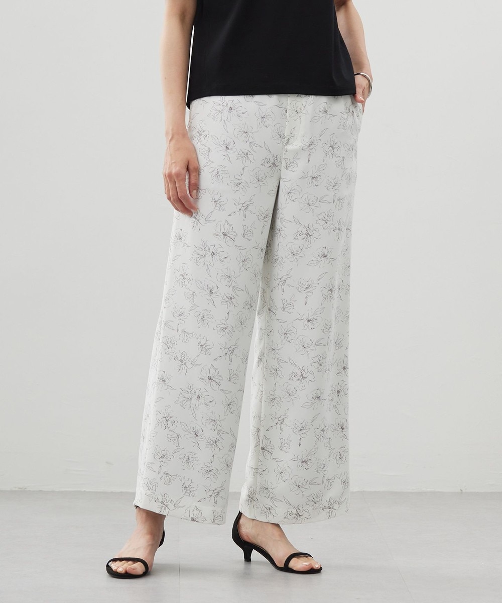 【オンワード】 J.PRESS LADIES L(大きいサイズ)>パンツ 【洗える】ラインフラワープリント ワイドパンツ オフベース T17 レディース 【オンワード】 J.PRESS LADIES L(大きいサイズ)>パンツ 【洗える】ラインフラワープリント ワイドパンツ オフベース T17 レディース