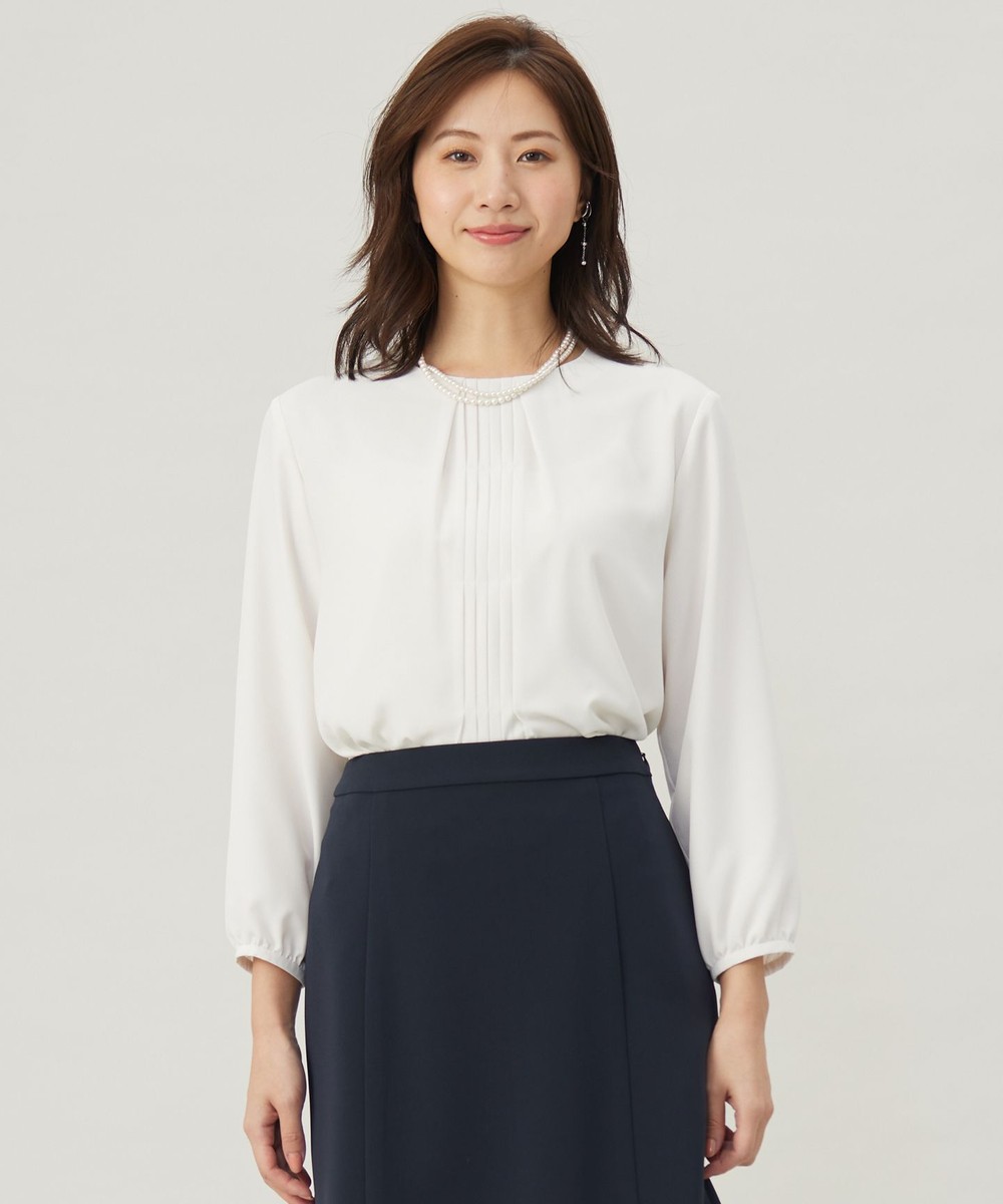 【オンワード】 J.PRESS LADIES L（大きいサイズ）>トップス プリーツ タック カットソー ライトベージュ T15 レディース