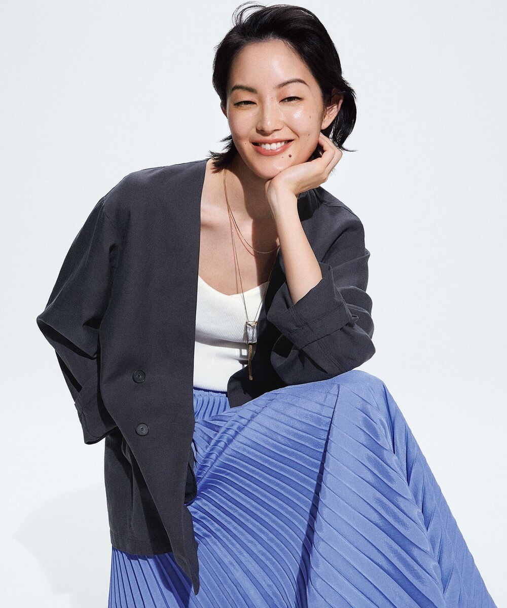 【オンワード】 ICB L>ジャケット/アウター 【マガジン掲載】Unleash 麻混 ノーラペル ジャケット(番号CK24) ベージュ 44 レディース 【送料無料】