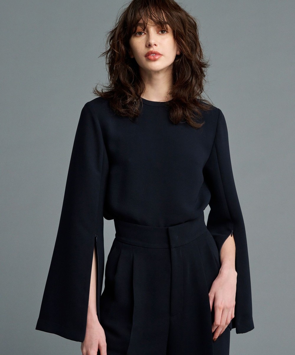 【オンワード】 uncrave>トップス 【防シワ・洗濯機洗い可】ウォッシャブルダブルクロス スリットスリーブ ブラウス(uncrave STANDARD) ネイビー 2 レディース 【オンワード】 uncrave>トップス 【防シワ・洗濯機洗い可】ウォッシャブルダブルクロス スリットスリーブ ブラウス(uncrave STANDARD) ネイビー 2 レディース