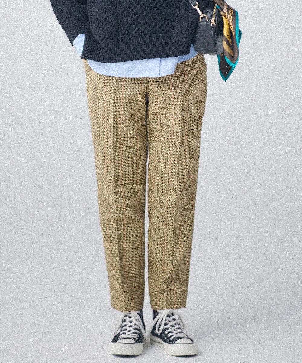 【オンワード】 23区 L>パンツ 【WEB限定】ポリエステルグレンチェック パンツ ベージュ 48 レディース 【送料無料】