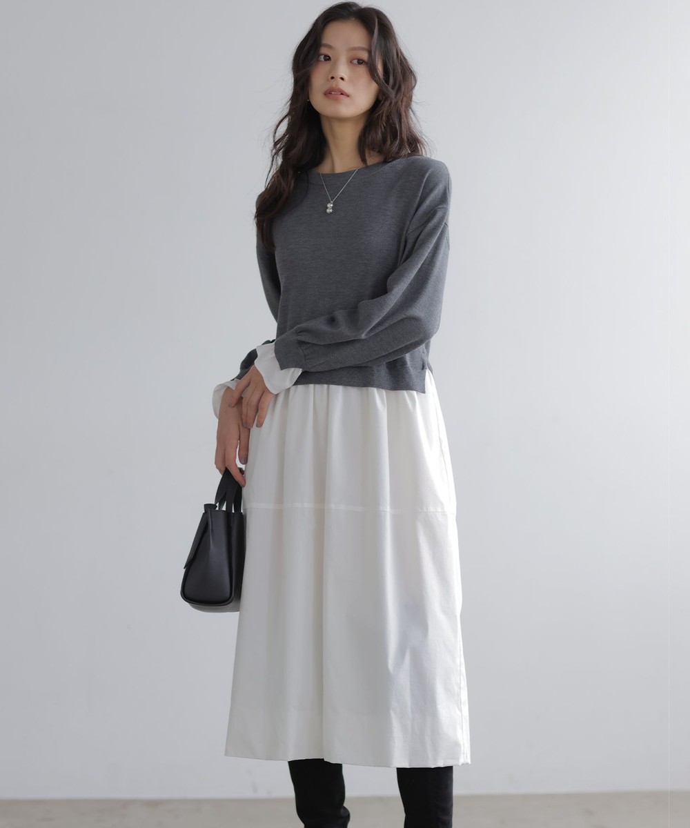 【オンワード】 組曲 S(小さいサイズ)>ワンピース バルーンドッキングワンピース グレー S2 レディース 【オンワード】 組曲 S(小さいサイズ)>ワンピース バルーンドッキングワンピース グレー S2 レディース