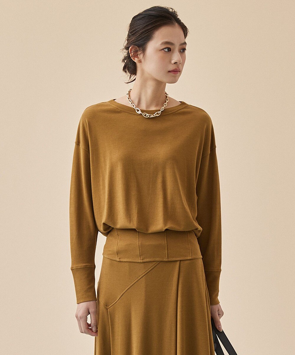 【オンワード】 ICB L>トップス 【洗える】 ハイツイストスムース タックプルオーバー イエロー XL レディース 【送料無料】