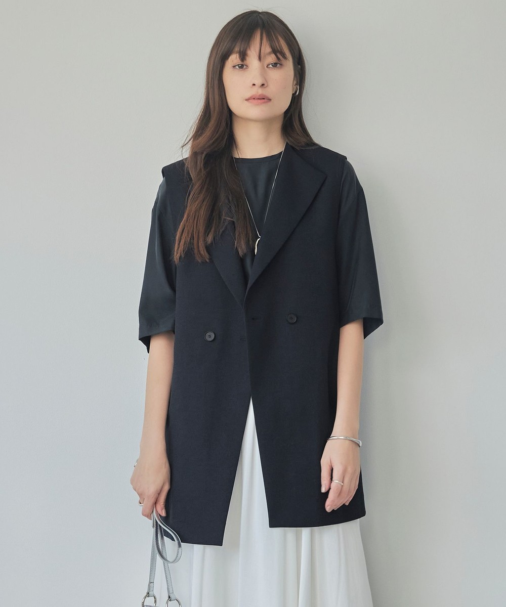 【オンワード】 ICB>トップス 【接触冷感・UVケア・撥水・洗える】 LooseWeave ノーカラージレ ネイビー 4 レディース 【オンワード】 ICB>トップス 【接触冷感・UVケア・撥水・洗える】 LooseWeave ノーカラージレ ネイビー 4 レディース