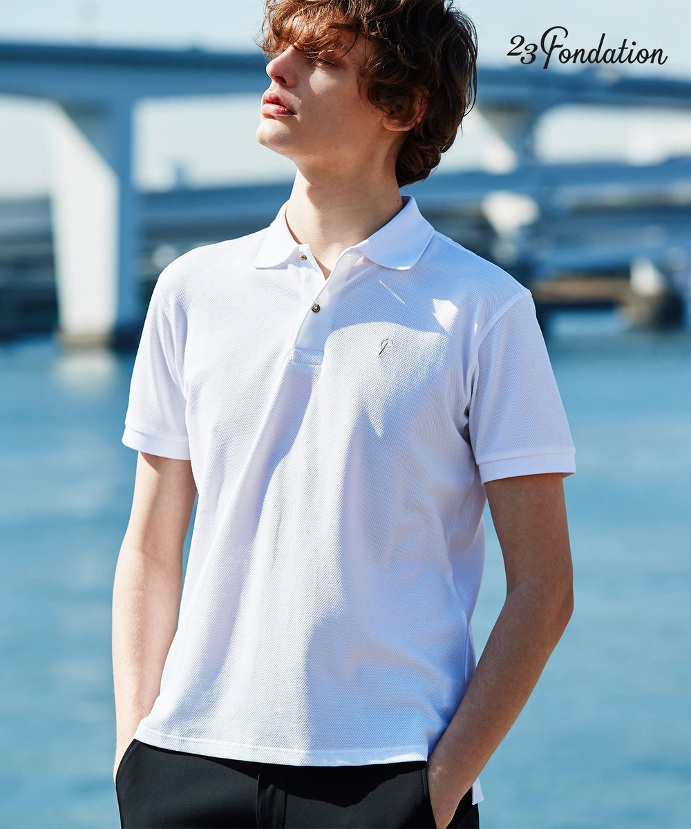 【オンワード】 23区GOLF>トップス 【MEN】【23Fondation/WEB & 一部店舗限定】【吸汗速乾/UV/日本製】ポロシャツ ネイビー L メンズ 【送料無料】