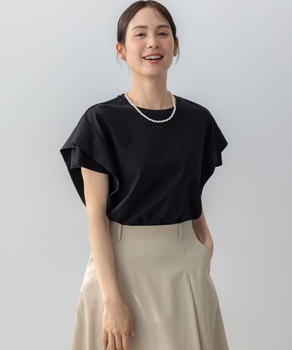 【オンワード】 組曲 S(小さいサイズ)>トップス IZAコットンドルマンスリーブ Tシャツ ブラック S2 レディース 【オンワード】 組曲 S(小さいサイズ)>トップス IZAコットンドルマンスリーブ Tシャツ ブラック S2 レディース