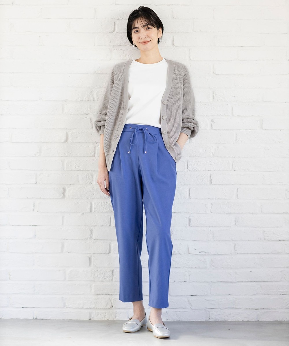 【オンワード】 ANY>パンツ 【洗濯機可/ウエストゴム/ストレッチ/セットアップ可】イージィケアストレッチテーパードパンツ ブルー 1 レディース 【オンワード】 ANY>パンツ 【洗濯機可/ウエストゴム/ストレッチ/セットアップ可】イージィケアストレッチテーパードパンツ ブルー 1 レディース