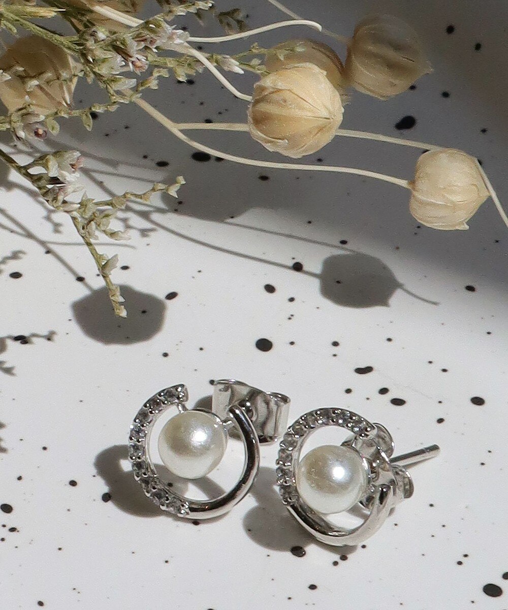 ストーン+パール付きピアス