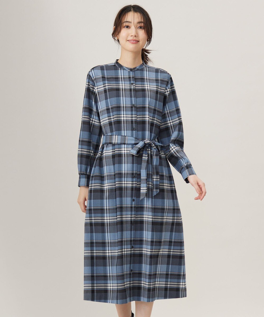 【オンワード】 J.PRESS LADIES>ワンピース 【洗える】テトロンレーヨン/ウール milledタータン ワンピース ブルーチェック 11 レディース