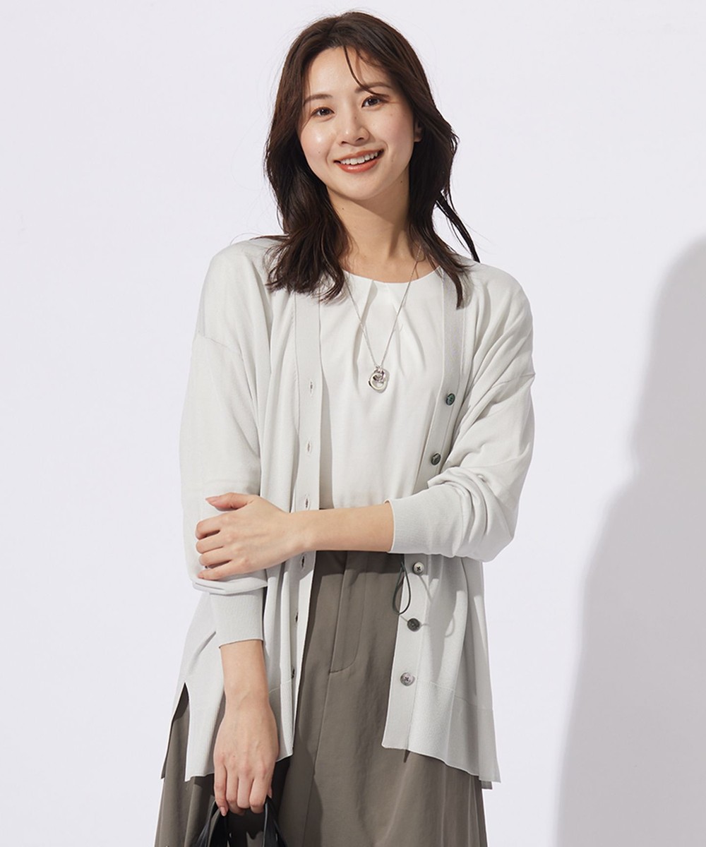 【オンワード】 J.PRESS LADIES L(大きいサイズ)>トップス 【WEB限定カラーあり・洗える】SILKY RAYON STRETCH カーディガン ライトグレー T13 レディース 【オンワード】 J.PRESS LADIES L(大きいサイズ)>トップス 【WEB限定カラーあり・洗える】SILKY RAYON STRETCH カーディガン ライトグレー T13 レディース