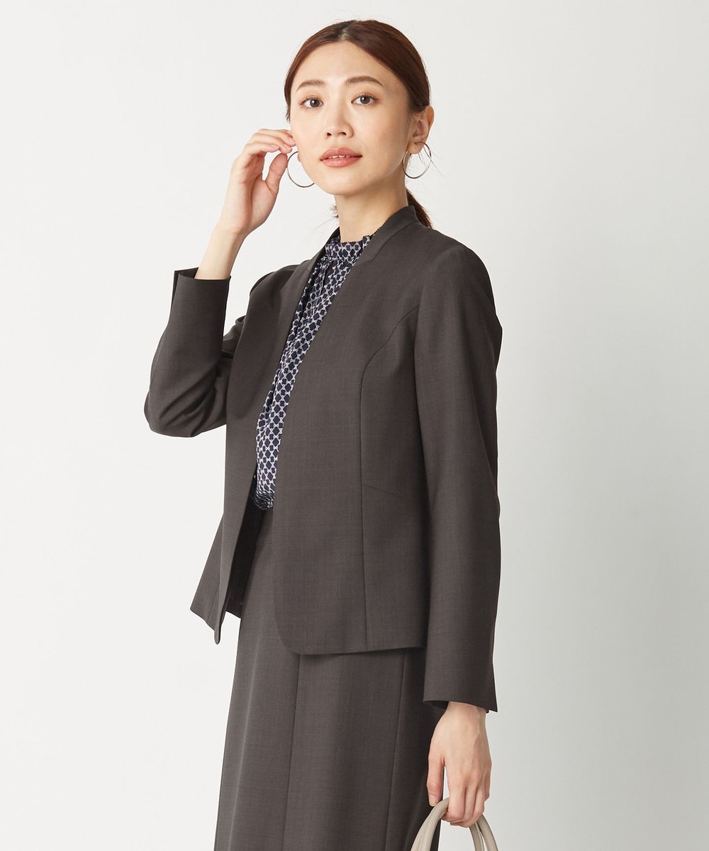 【オンワード】 J.PRESS LADIES>ジャケット/アウター BAHARIYE NEW ノーカラー ジャケット ダークブラウン 11 レディース 【送料無料】