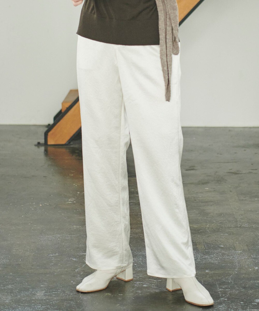 【オンワード】 #Newans>パンツ 【大好評につきシルエットをアップデートし登場!】ストレッチサテンストレートパンツ ダークブラウン T1 レディース 【送料無料】