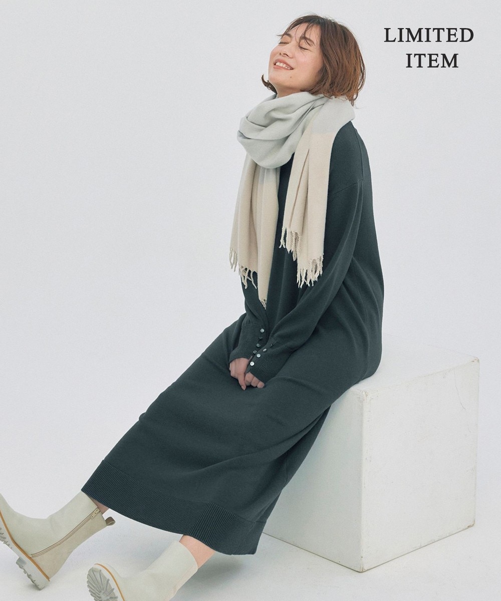 【オンワード】 ICB L>ワンピース 【WEB&一部店舗限定】 コットンブレンドメリノウール ワンピース ブラウン L レディース 【送料無料】