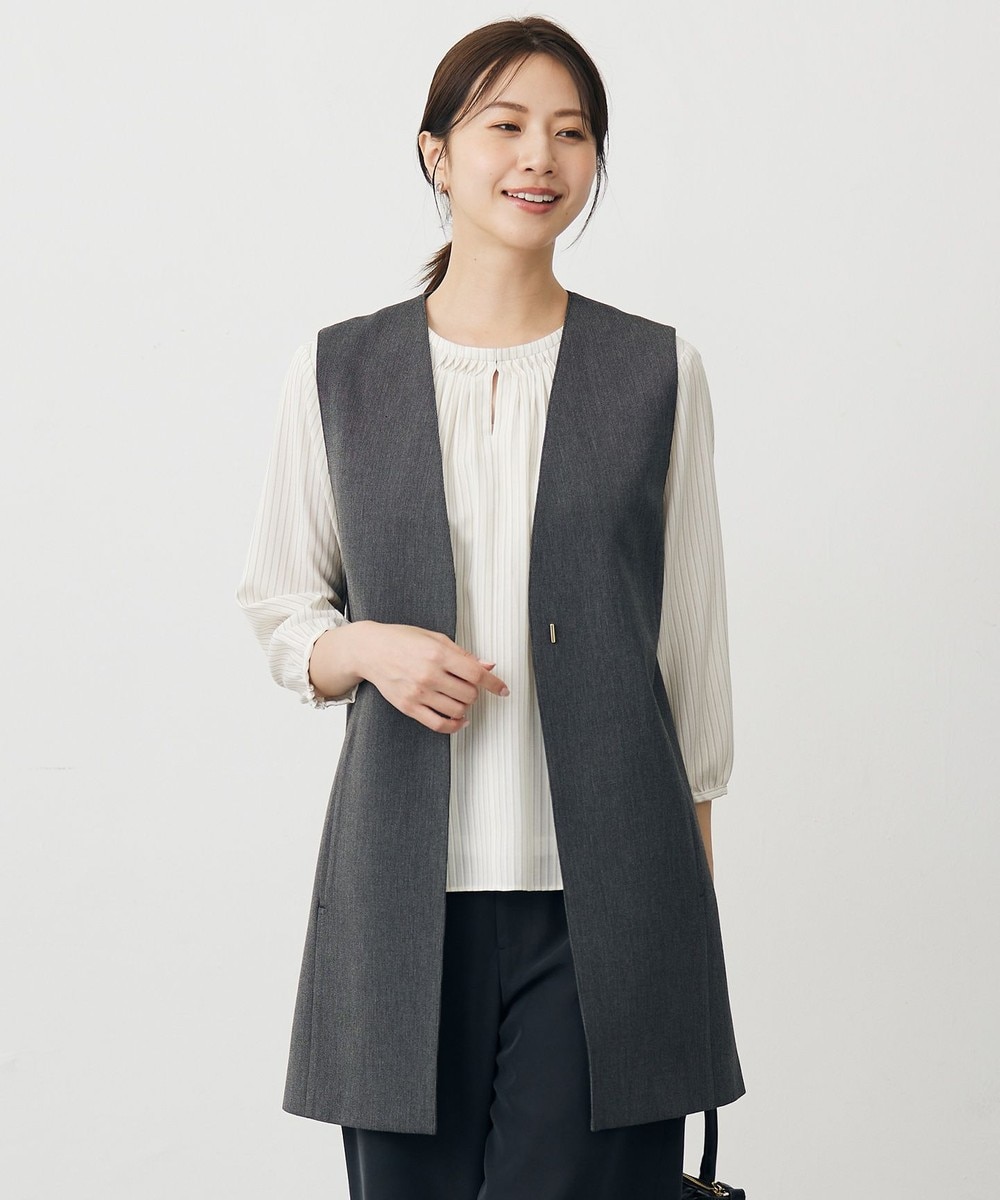 【オンワード】 J.PRESS LADIES>ジャケット/アウター T/Rアルガンシルク ジレ ライトグレー F レディース 【オンワード】 J.PRESS LADIES>ジャケット/アウター T/Rアルガンシルク ジレ ライトグレー F レディース