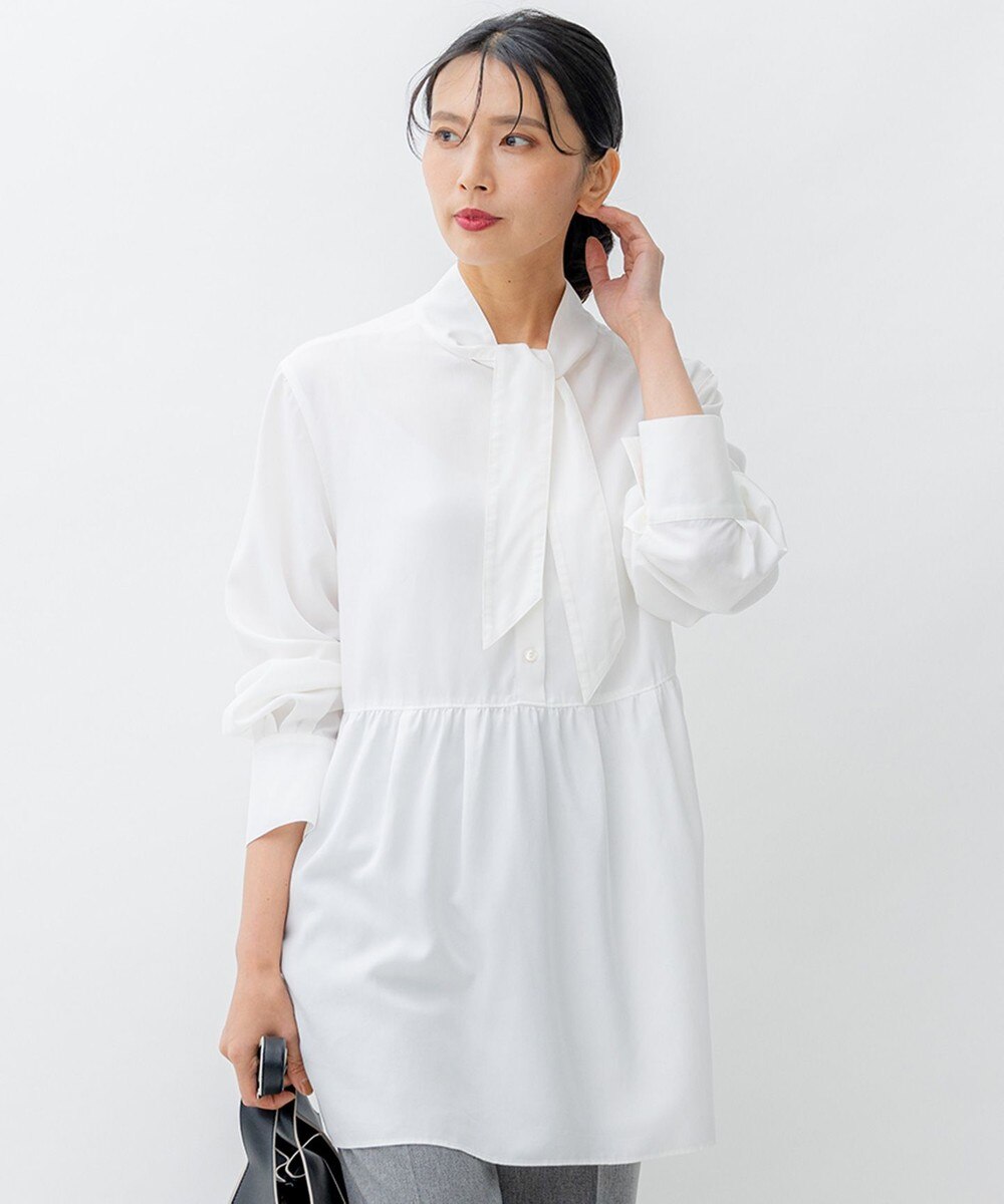 【オンワード】 23区>トップス 【前後着用可能/洗える】ウォッシュドピーチツイル ブラウス ホワイト 40 レディース 【オンワード】 23区>トップス 【前後着用可能/洗える】ウォッシュドピーチツイル ブラウス ホワイト 40 レディース