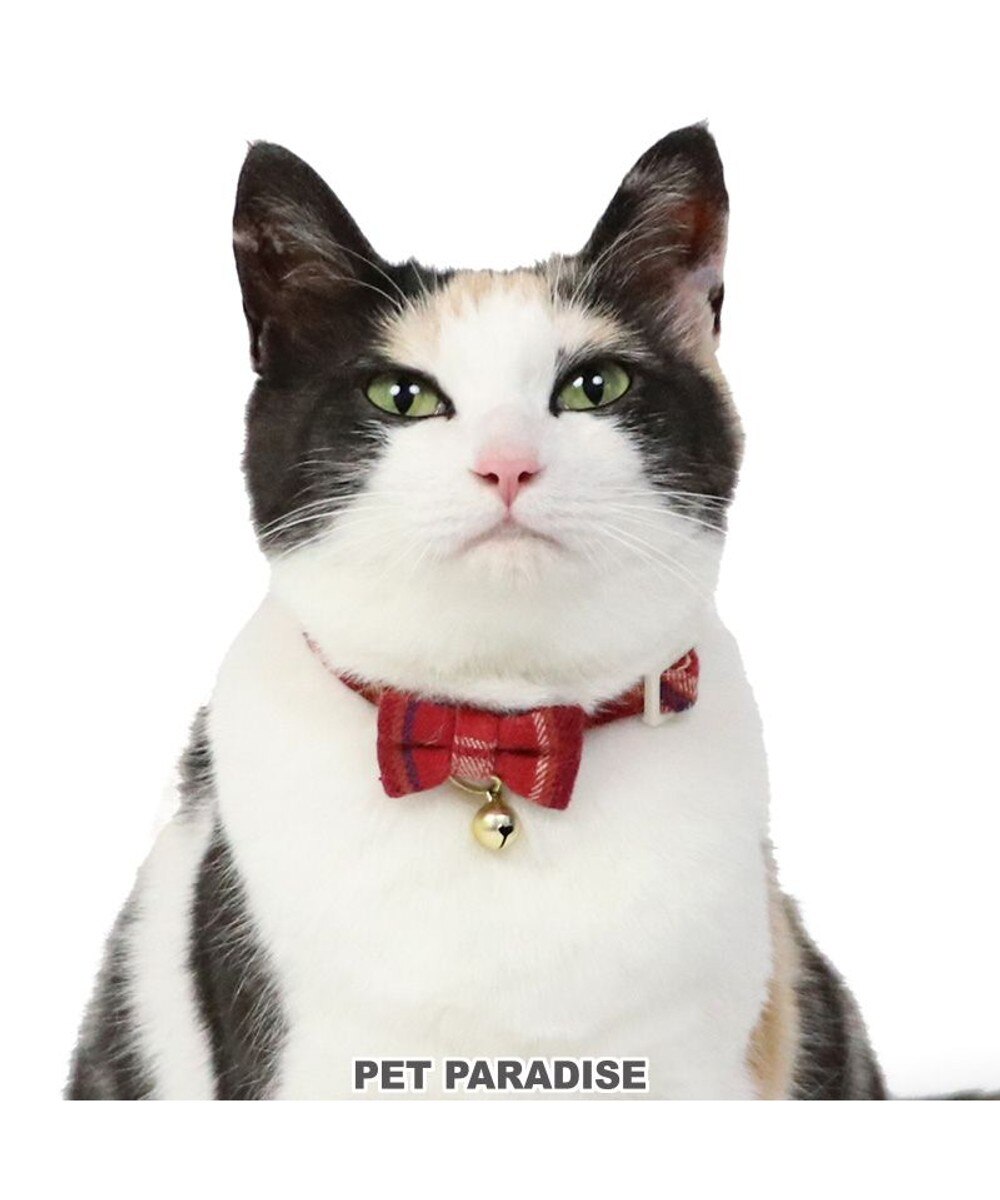 PET PARADISE>ペットグッズ 猫用 首輪 タータンチェック レッドチェック レッドチェック 中の画像