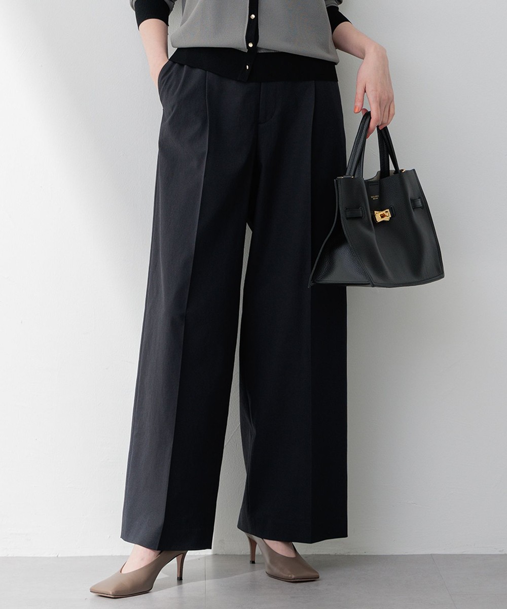 【オンワード】 23区>パンツ 【セットアップ対応/洗える】コットンリネン オックスストレッチ ワイド パンツ ブラック 36 レディース 【オンワード】 23区>パンツ 【セットアップ対応/洗える】コットンリネン オックスストレッチ ワイド パンツ ブラック 36 レディース