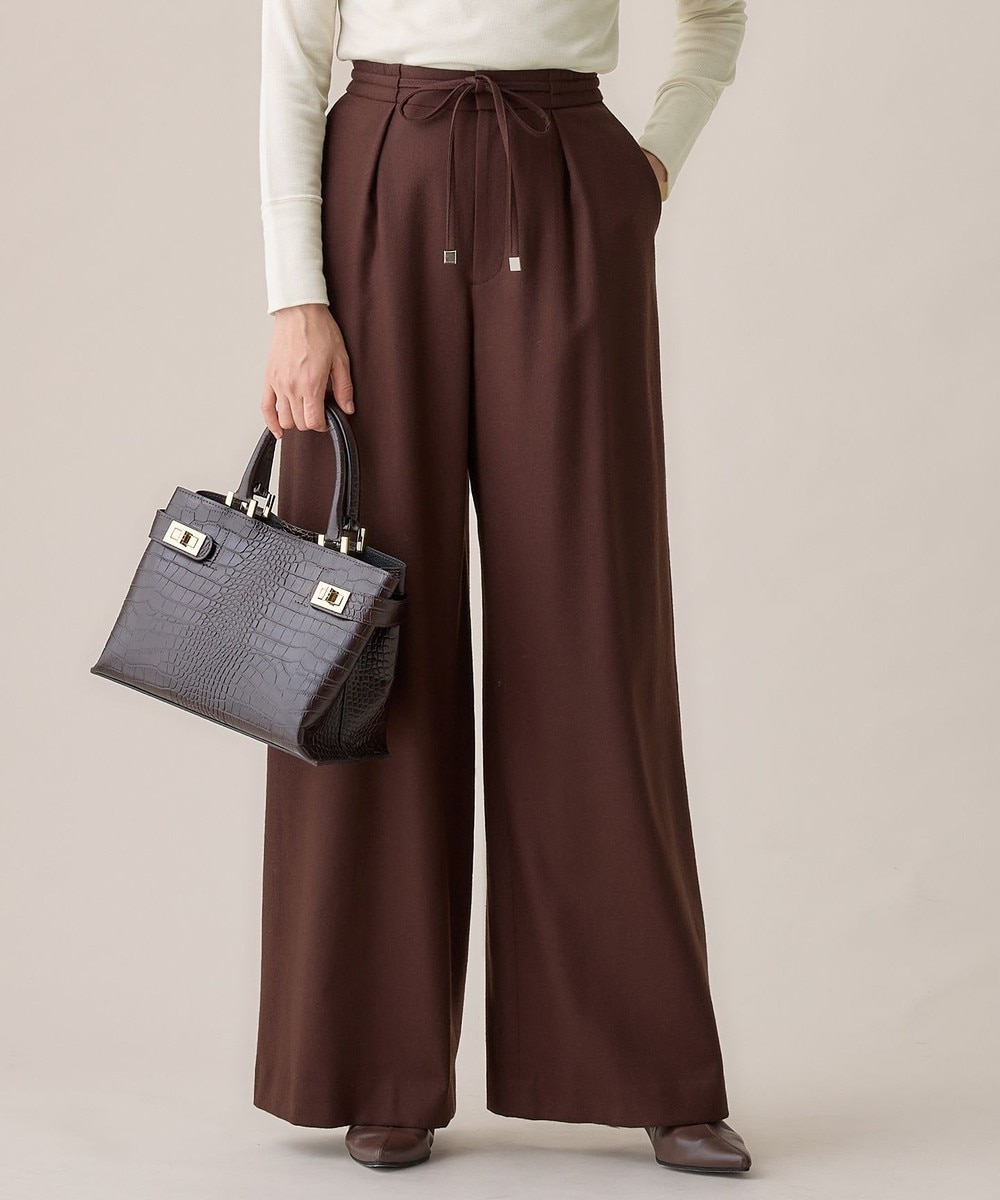 【オンワード】 自由区>パンツ ウールサキソニーワイド パンツ ダークブラウン 36 レディース 【オンワード】 自由区>パンツ ウールサキソニーワイド パンツ ダークブラウン 36 レディース