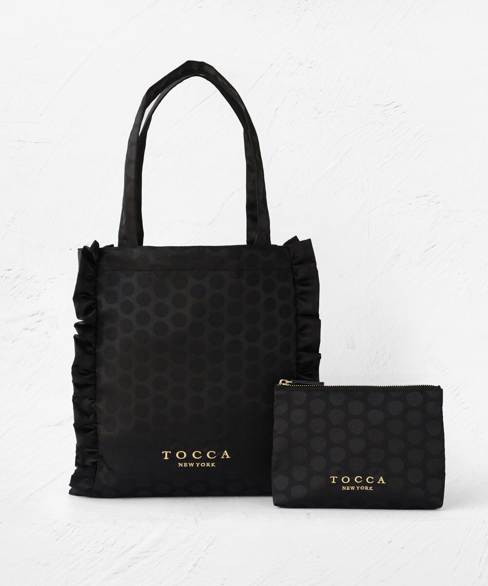 【オンワード】 TOCCA>バッグ 【ヨンア×大人百花×TOCCAコラボカラー有り】PRECIOUS WAVES BAG WITH POUCH ポーチ付きトートバッグ ブラックドット F レディース