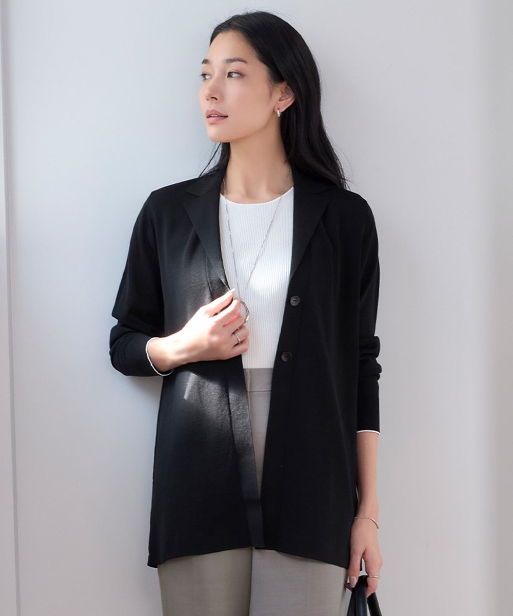 【オンワード】 ICB L(大きいサイズ)>トップス 【洗える】ドライコットンアセテート ニットジャケット ブラック L レディース 【オンワード】 ICB L(大きいサイズ)>トップス 【洗える】ドライコットンアセテート ニットジャケット ブラック L レディース