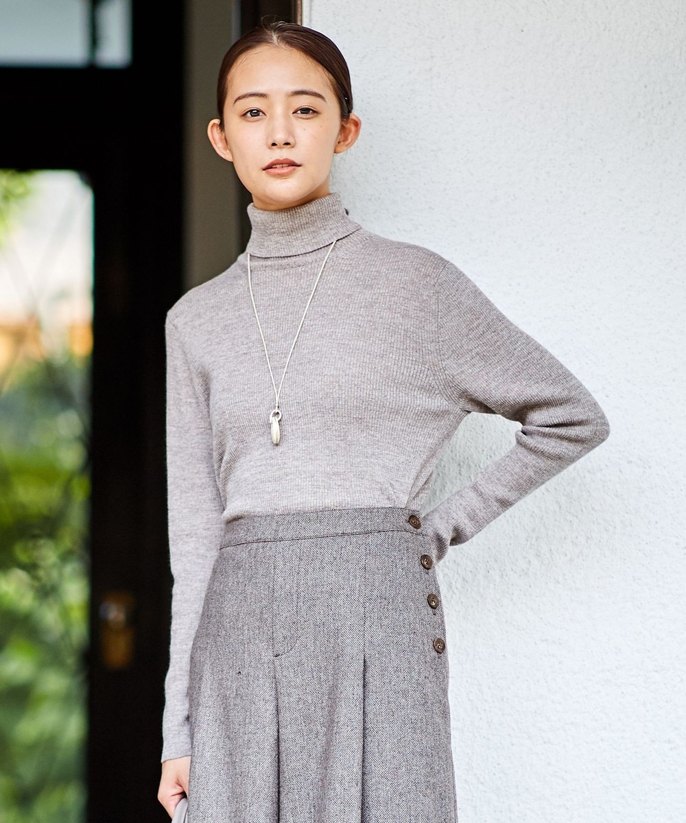 【オンワード】 J.PRESS LADIES>トップス 【洗える】WORSTED CHINE WOOL ハイネック ニット ベージュ L レディース 【送料無料】