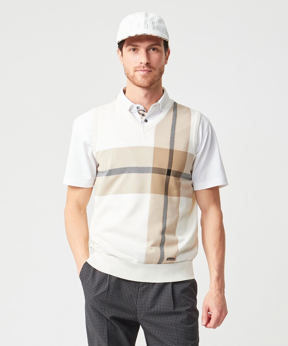 【オンワード】 DAKS GOLF>トップス 【MEN】ビッグチェックジャカード ニット ブラック M メンズ 【送料無料】