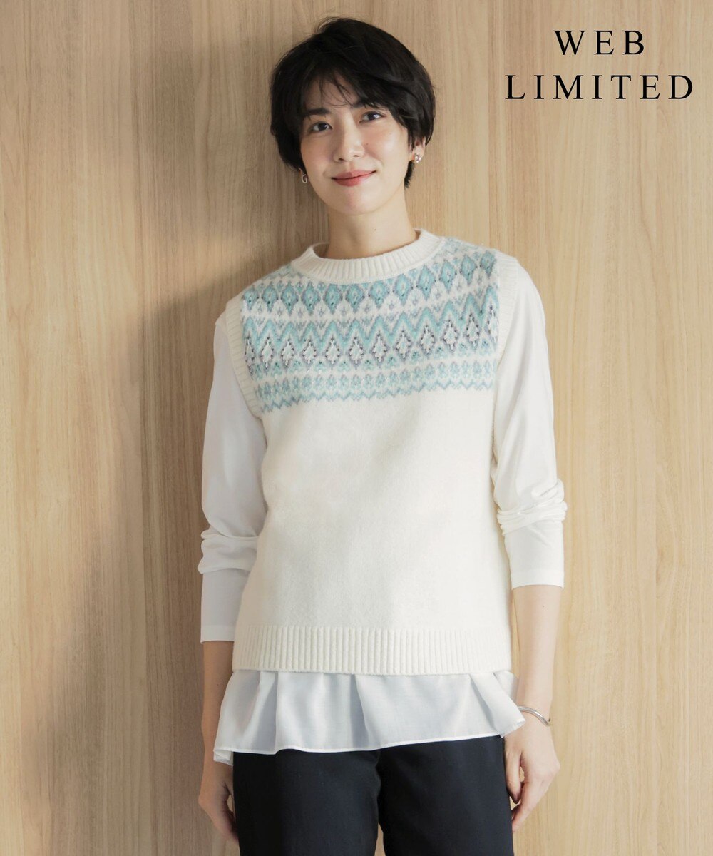 【オンワード】 J.PRESS LADIES>トップス 【WEB限定・洗える】FAIR ISLE ニットベスト 【WEB限定】オフ M レディース