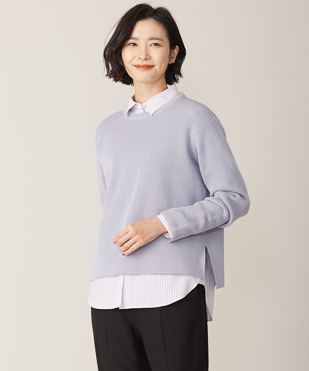 【オンワード】 J.PRESS LADIES L(大きいサイズ)>トップス 【WEB限定カラーあり・洗える】CLEAR COTTON BLEND サイドスリット ニット ふじ色 T13 レディース 【オンワード】 J.PRESS LADIES L(大きいサイズ)>トップス 【WEB限定カラーあり・洗える】CLEAR COTTON BLEND サイドスリット ニット ふじ色 T13 レディース