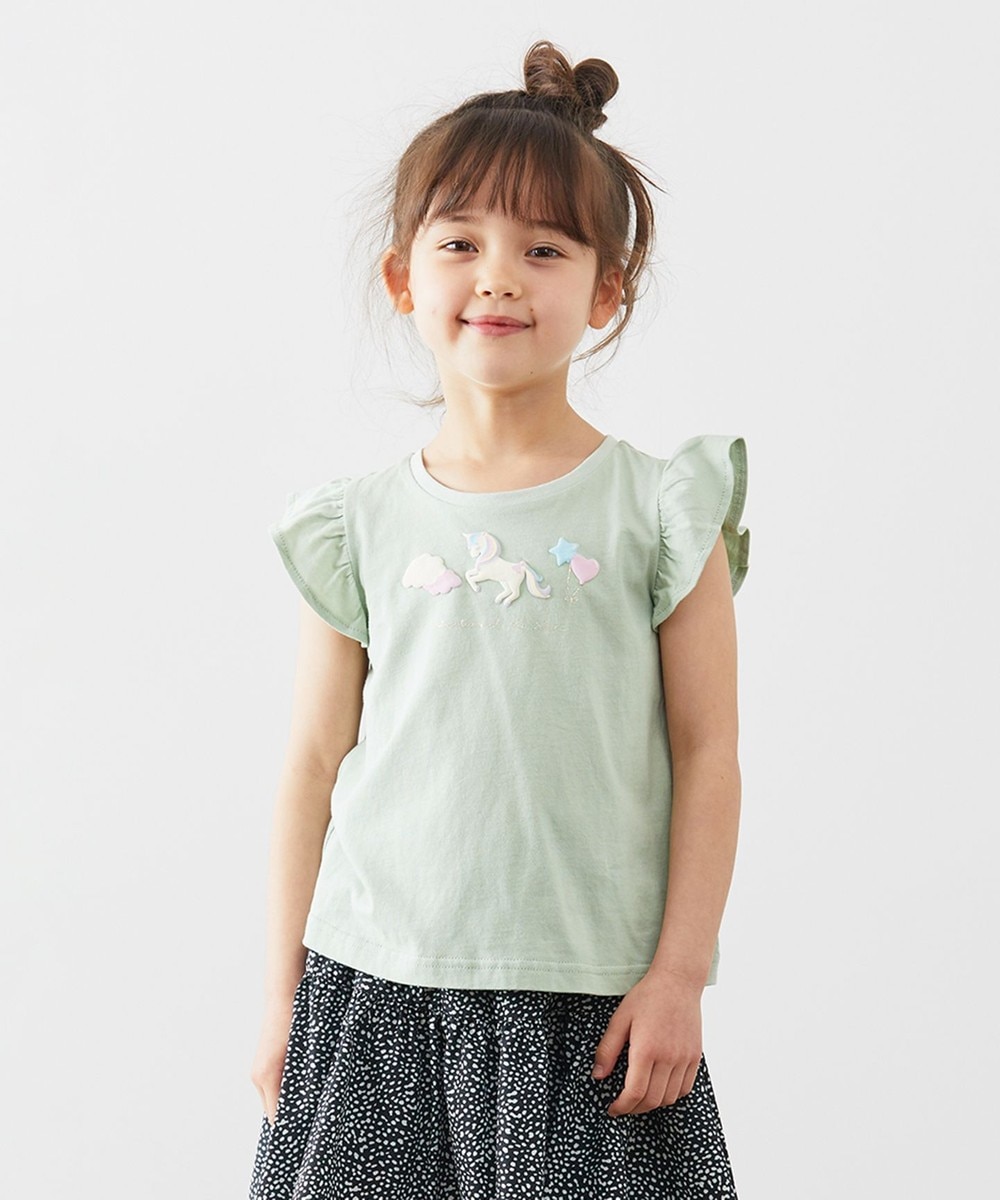 50%OFF！＜オンワード＞ any FAM KIDS>トップス 接触冷感発泡プリントTシャツ ミント 130 キッズ 【送料無料】