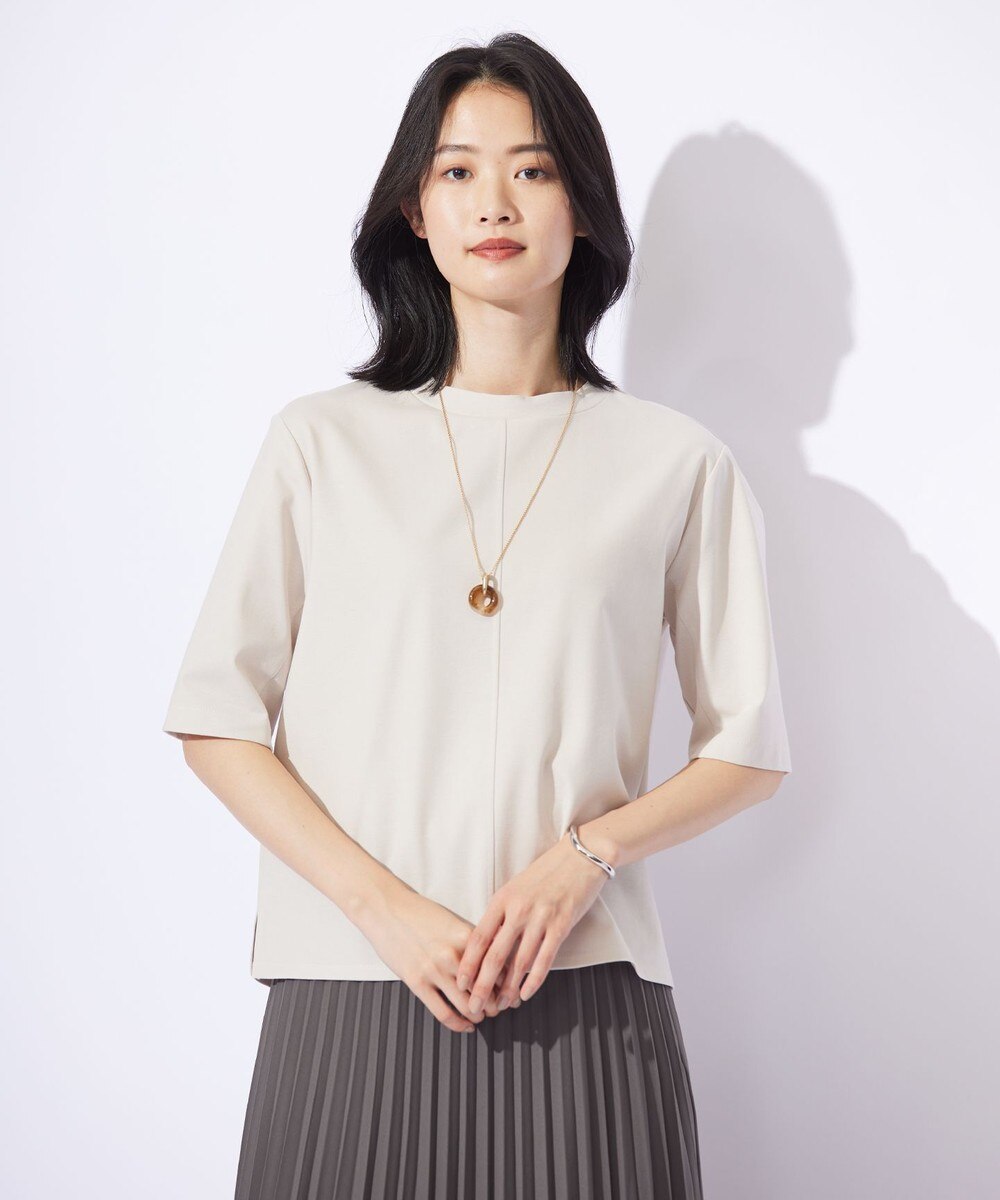 【オンワード】 J.PRESS LADIES>トップス TCポンチ モックネック カットソー グレージュ L レディース