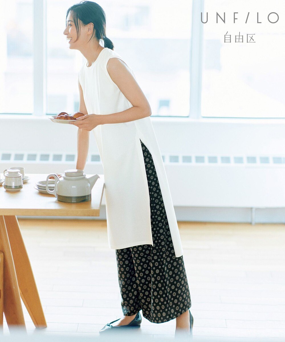 【オンワード】 UNFILO>ワンピース 【UNFILO・Sサイズ有】プリントパンツ セットアップ オフ×ネイビープリント 40 レディース 【送料無料】