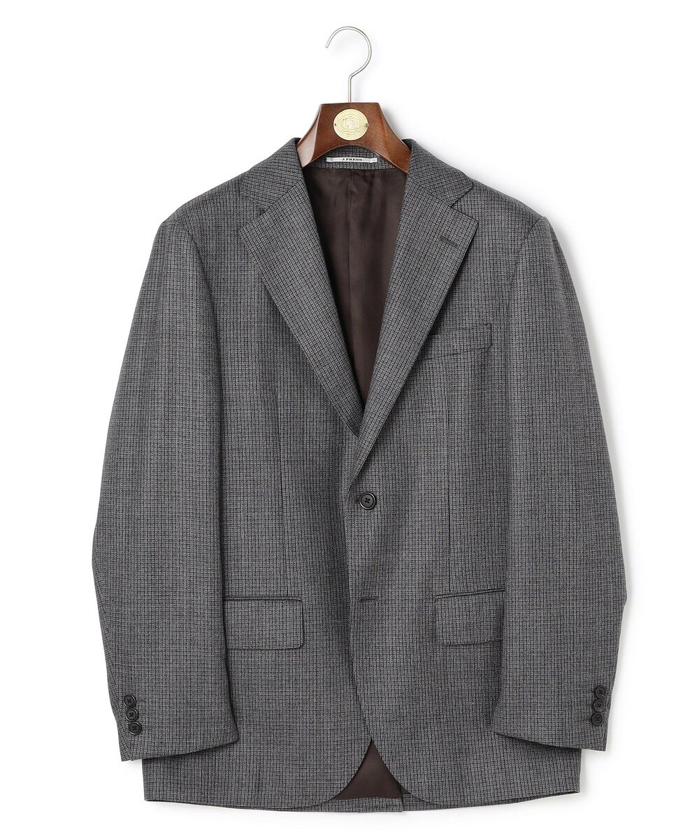 【オンワード】 J.PRESS MEN>ジャケット/アウター 【定番 / セットアップ対応】マナードシルクホームスパン ガンクラブチェック ジャケット ライトグレー BM メンズ