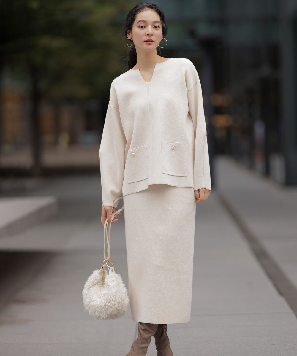 【オンワード】 組曲>ワンピース スムースストレッチニットアップ アイボリー 2 レディース