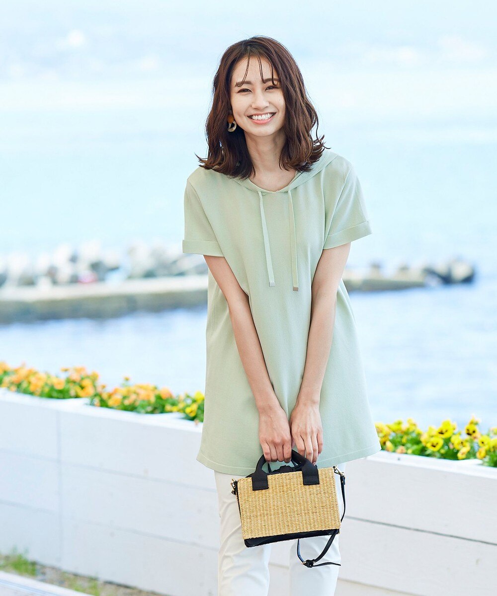 【洗える】体型カバーも叶う半袖ニットパーカーチュニック