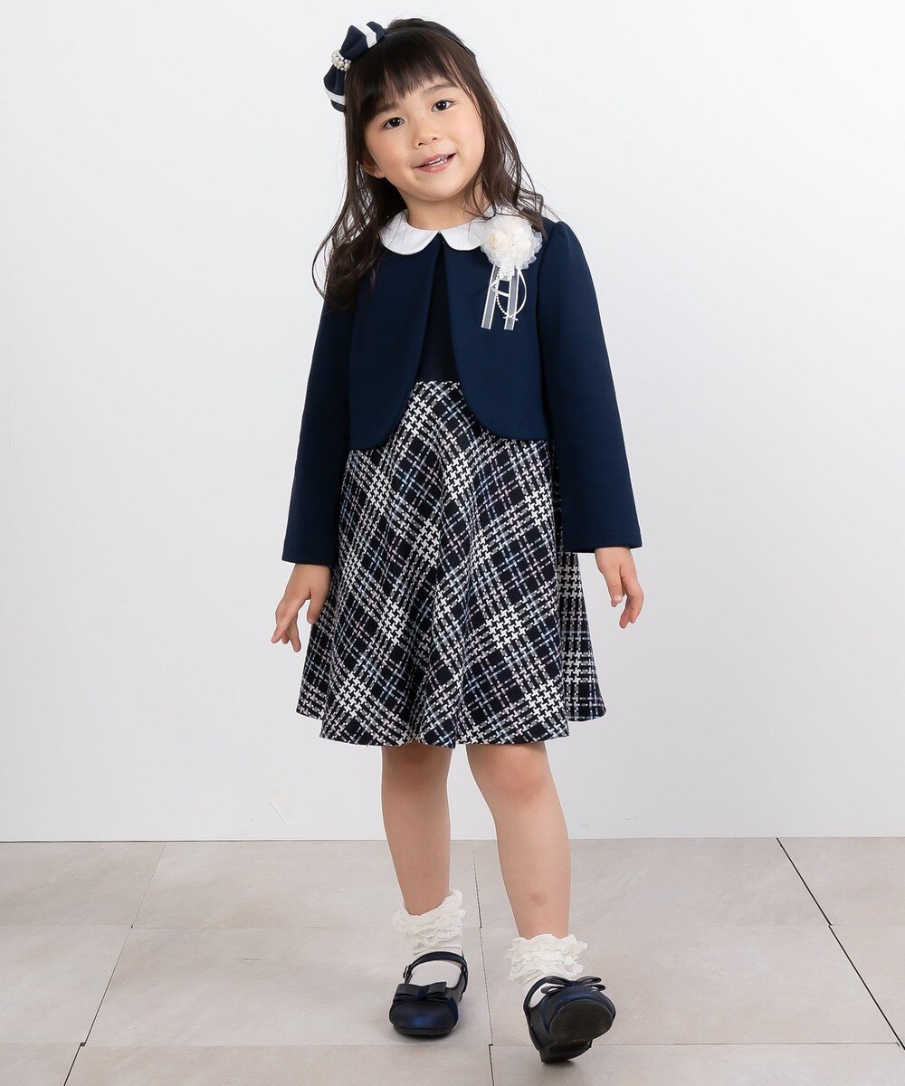 【オンワード】 組曲 KIDS>ワンピース 【110-140cm】チェック セットアップ ネイビー 110 キッズ 【送料無料】