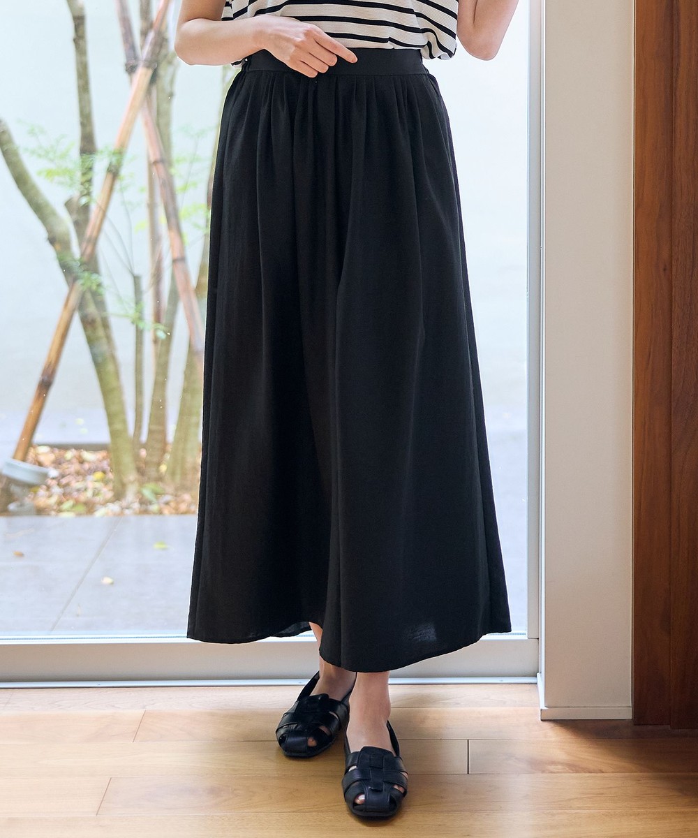 【オンワード】 ANY>パンツ 【洗濯機可/ウエストゴム/UVケア】スパンボイル撥水スカートパンツ ブラック 1 レディース 【オンワード】 ANY>パンツ 【洗濯機可/ウエストゴム/UVケア】スパンボイル撥水スカートパンツ ブラック 1 レディース