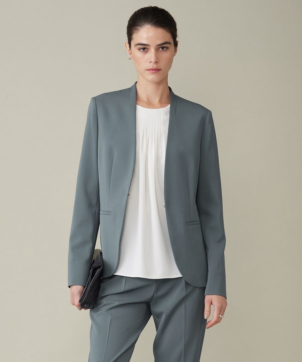 【オンワード】 ICB>ジャケット/アウター 【新色追加・防シワ・速乾・洗える】Fied ノーカラージャケット ブルーグレー 2 レディース 【オンワード】 ICB>ジャケット/アウター 【新色追加・防シワ・速乾・洗える】Fied ノーカラージャケット ブルーグレー 2 レディース