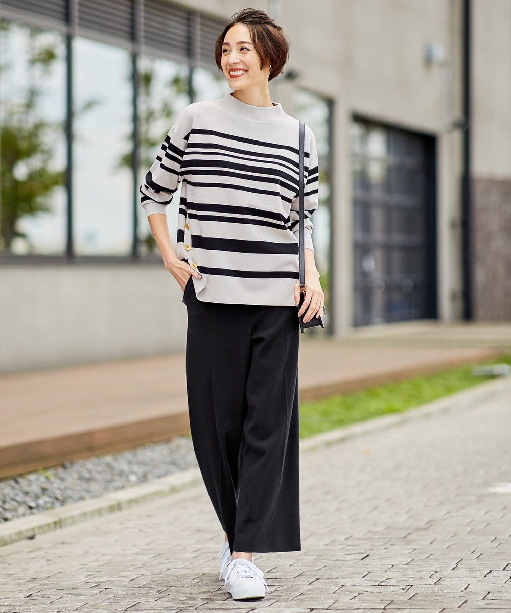 【オンワード】 自由区>パンツ 【Sサイズ有】レーヨンストレッチ ビューティーニット パンツ ネイビー 32 レディース 【送料無料】