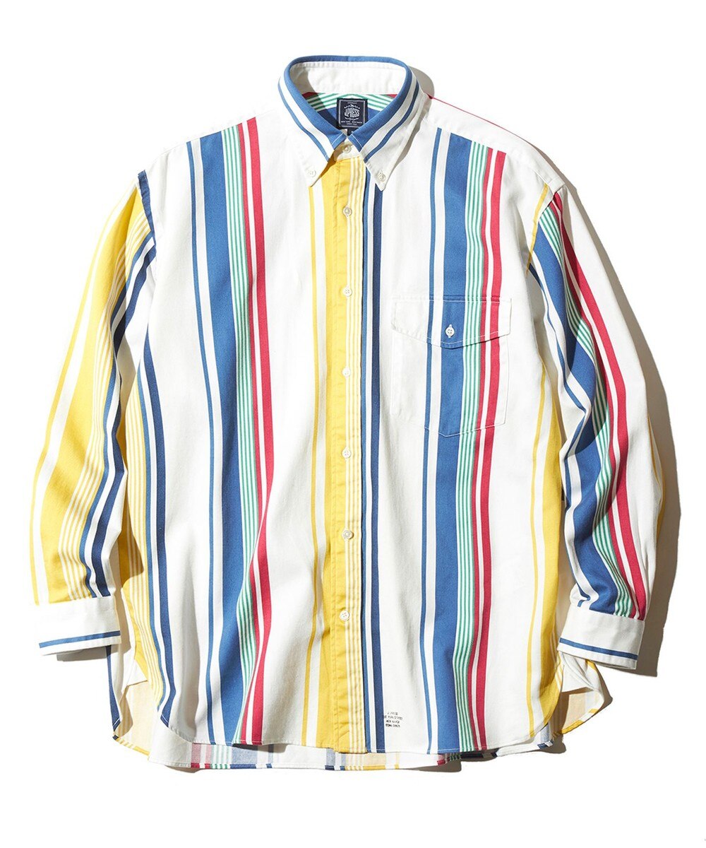 【オンワード】 J.PRESS MEN>トップス 【J.PRESS ORIGINALS】OXFORD PRINT STRIPE B.D. SHIRT BAGGY FIT ホワイト M メンズ 【送料無料】