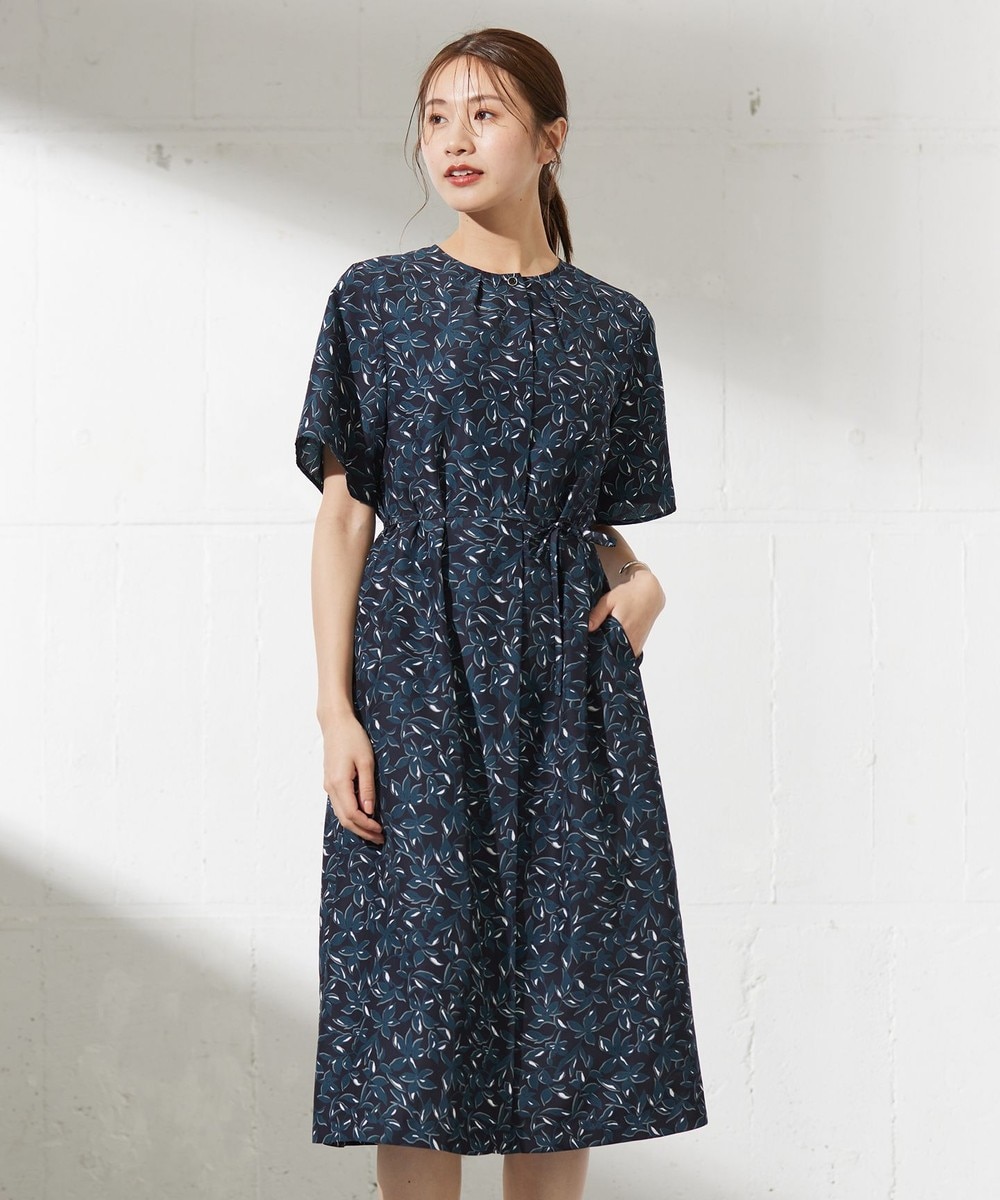 【オンワード】 J.PRESS LADIES L（大きいサイズ）>ワンピース 【洗える】ボタニカルプリント ワンピース ネイビー T13 レディース