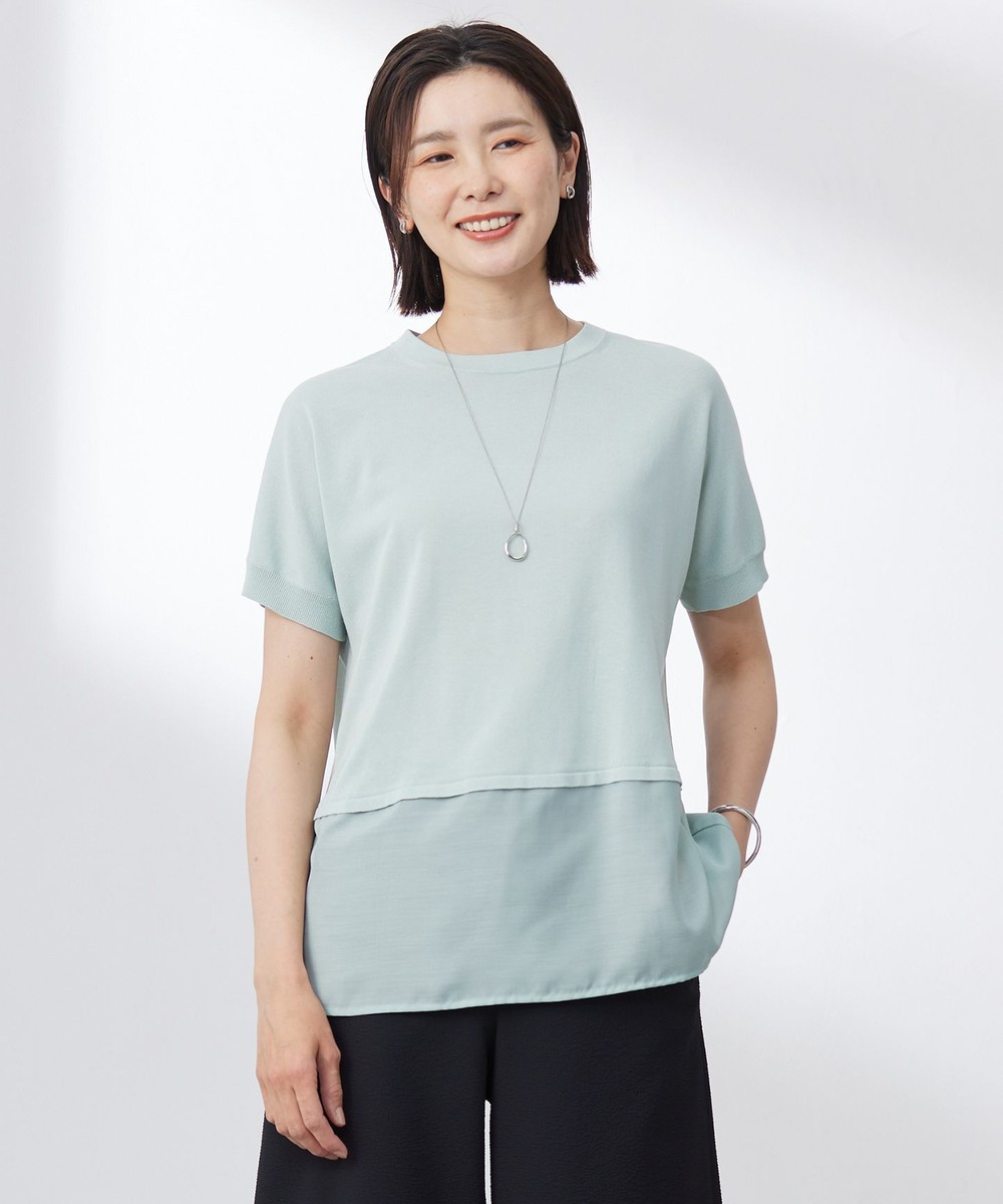 【オンワード】 J.PRESS LADIES>トップス 【洗える・抗菌防臭】FABRIC コンビ ニット スモーキーミント F レディース 【オンワード】 J.PRESS LADIES>トップス 【洗える・抗菌防臭】FABRIC コンビ ニット スモーキーミント F レディース