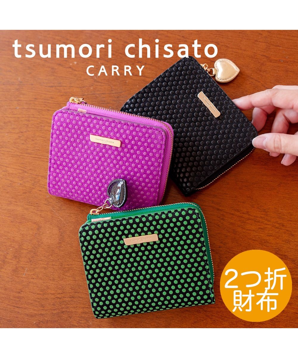 tsumori chisato CARRY>財布/小物 つぶつぶドットプリント 2つ折り財布 ミニ財布 ブラック FREE レディース 【送料無料】
